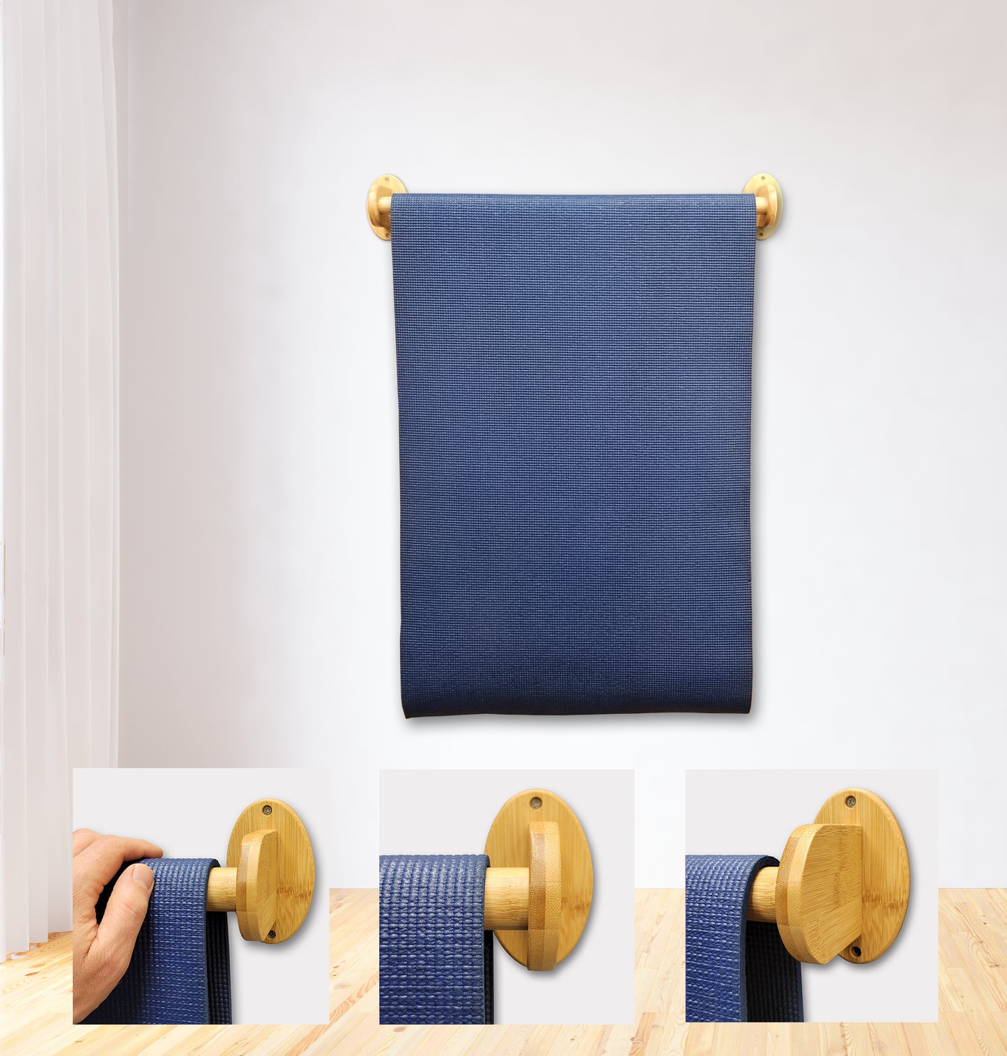 Bamboo Towel Bar/ Wall Yoga Mat Holder