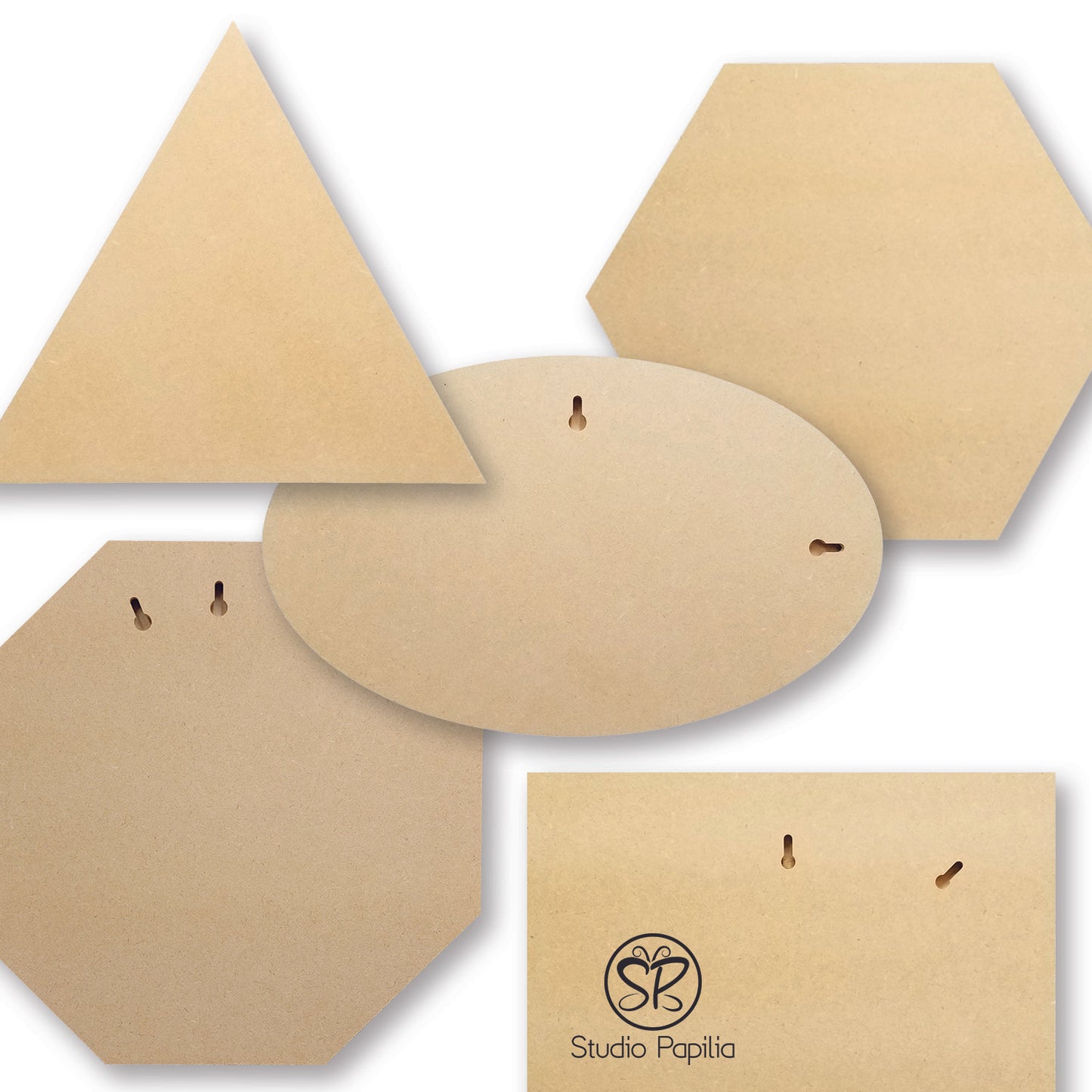 Unfinished Wood Shapes, MDF: Hexagon, Octagon, Oval, Square, Triangle